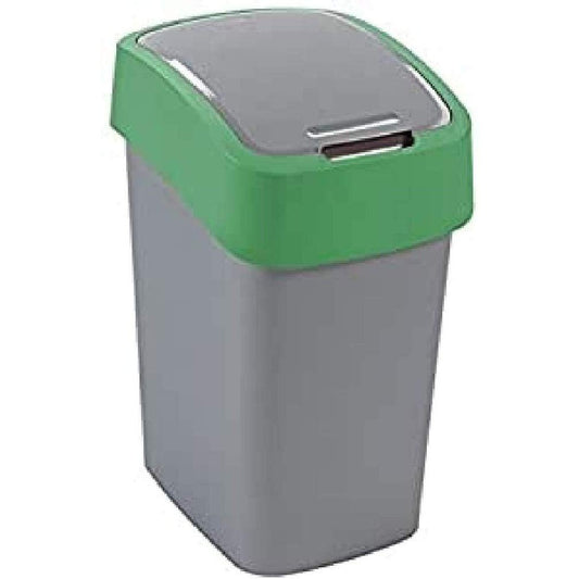 Curver 02172-P 80-00 contenedor de residuos con Solapa, 50 L, Plata/Verde