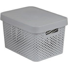 CURVER 04742 - 099 - 00 Infinity Puntos Caja de almacenaje con Tapa plástico Gris Clair 36,3 x 27 x 22,2 cm, 17 L