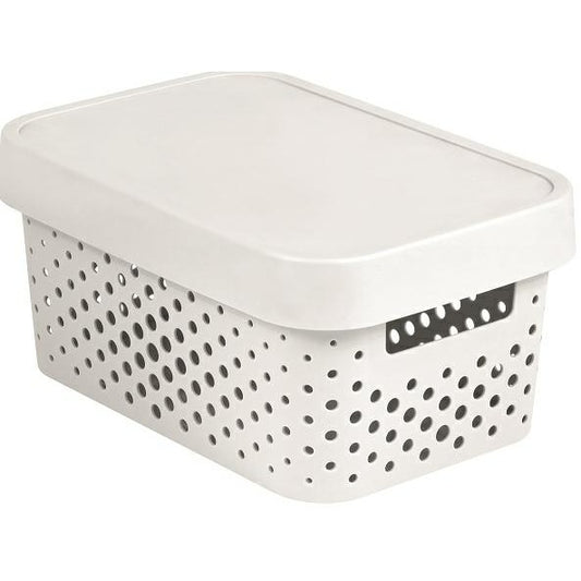Curver 04760-N23-00 Infinity Points - Caja de Almacenamiento con Tapa de plástico, Color Blanco 26,8 x 18,6 x 12,4 cm, 4,5 L, Color Blanco