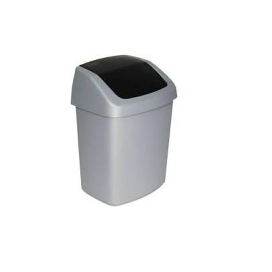 Curver 167908 - Papelera, 30,6 x 24,8 x 41,8 cm, polipropileno, color plateado y negro - Ferrotecnia