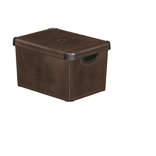 Curver 188164 Caja Decorativa de Estocolmo L, Polipropileno, Color marrón Piel 39,5 x 29,5 cm x 24 cm