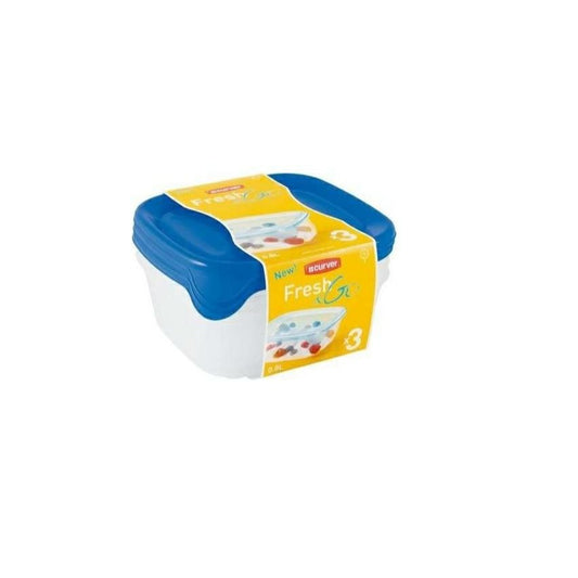 Curver 2045386 Fresh & Go Box Frescura Cuadrado Plástico Transparente/Azul Conjunto de 3