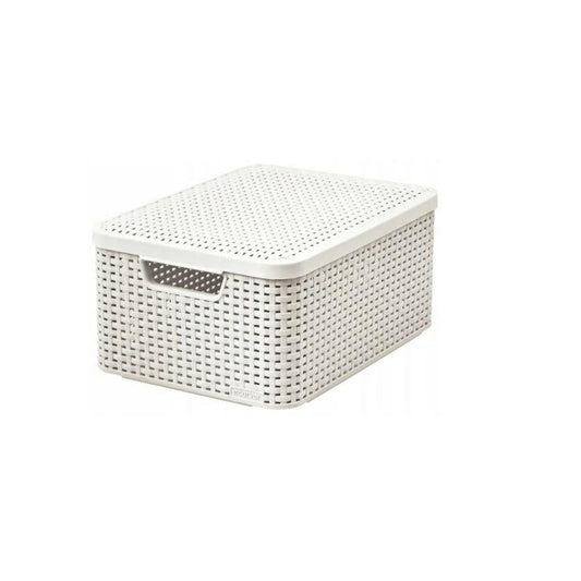 Curver 205848 - Cesta con tapa con efecto mimbre (tamaño mediano, polipropileno) - Ferrotecnia