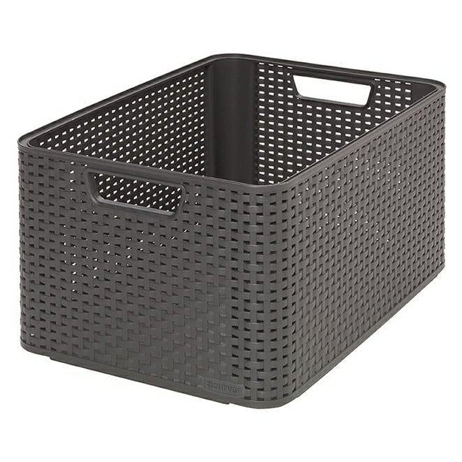 Curver 205852 - Segunda generación de Polipropileno de Almacenamiento Basket, Mirada de Mimbre, Gran - Ferrotecnia