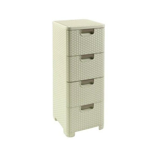 Curver 209 907 Torre de Almacenamiento Estilo Aspecto Rattan Polipropileno 4 x 14 L - Ferrotecnia