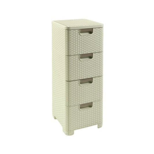 Curver 209 907 Torre de Almacenamiento Estilo Aspecto Rattan Polipropileno 4 x 14 L