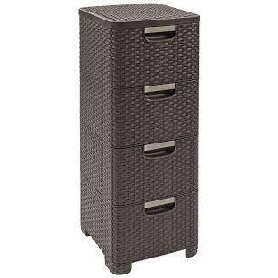 Curver 209906 - Cajón de Polipropileno, mira Mimbre, 4 x 14 L