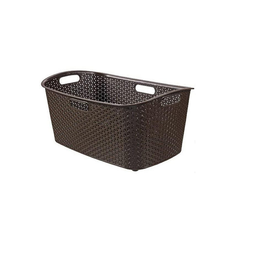 Curver 223390 Efecto Mimbre My Style – Cesto Rectangular Angular plástico Chocolate 60 x 39 x 28 cm 50 L - Ferrotecnia