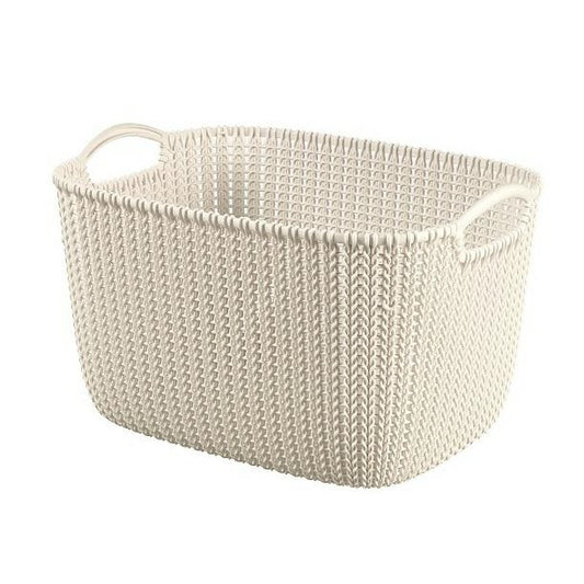 Curver 226379-Cesta de almacenaje, plástico, Rectangular, diseño de Punto, Color Blanco, 38,5 x 28,5 x 23,5 cm, 19 L