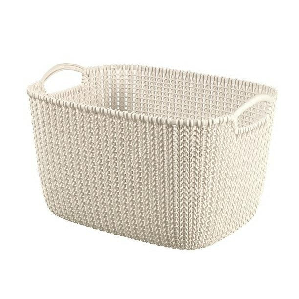 Curver 226379-Cesta de almacenaje, plástico, Rectangular, diseño de Punto, Color Blanco, 38,5 x 28,5 x 23,5 cm, 19 L - Ferrotecnia
