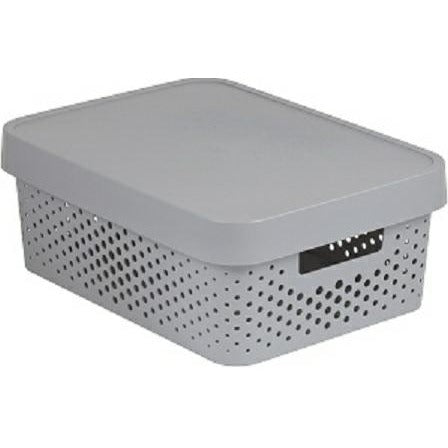 Curver 229163 Caja con Tapa de 11 L, Resina, Gris, 27x36.299999999999997x13.8 cm