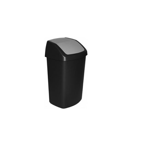 Curver 229390 Cubo de Basura con Tapa basculante de plástico, 40,6 x 66,8 x 34 cm, 50 l, Negro y Gris