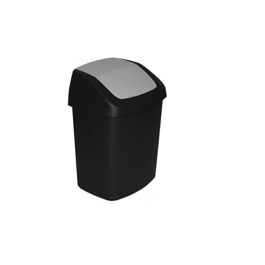 Curver 229420 Swing-Papelera de plástico, Color Negro y Gris, 30,6 x 41,8 x 24,8 cm, 15 L
