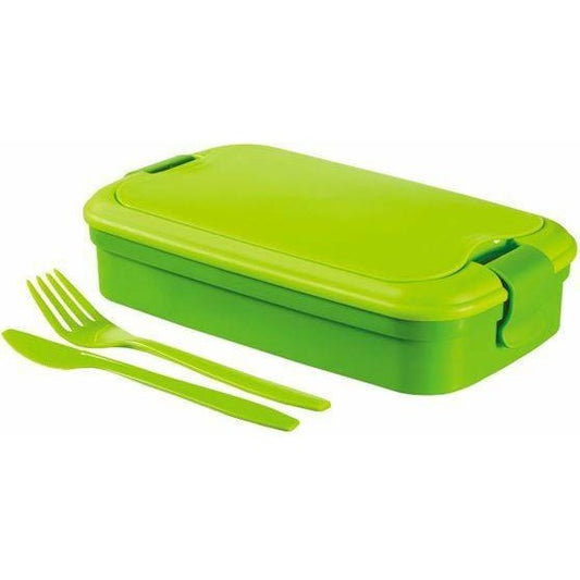 Curver, Bento Recipiente para Alimentos Lunch & Go 1.4 L, con Cubiertos, 2 Compartimentos + Separador Interno, Color Verde Lima (00768-C52-00)