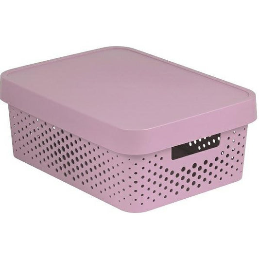 Curver Caja Infinity Dots Color Rosa con Tapa | Almacenaje de Casa |Organización y Ordenación de Armarios| 11 Litros