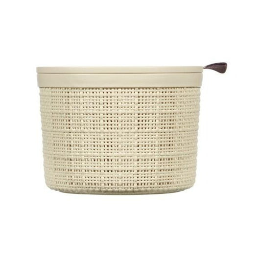 CURVER Caja Redonda de Yute, 2 l, con Tapa, Beige, 100% Reciclado