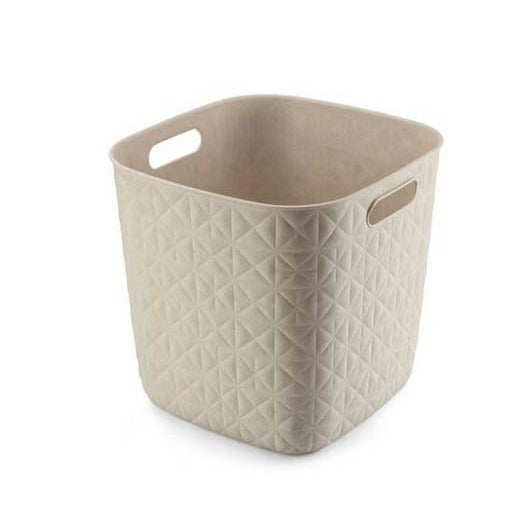CURVER - Cesta de almacenamiento Softex 15L, diseño elegante, ligero, apilable y práctico, 100% reciclado, 27 x 27 x 26 cm, color blanco roto