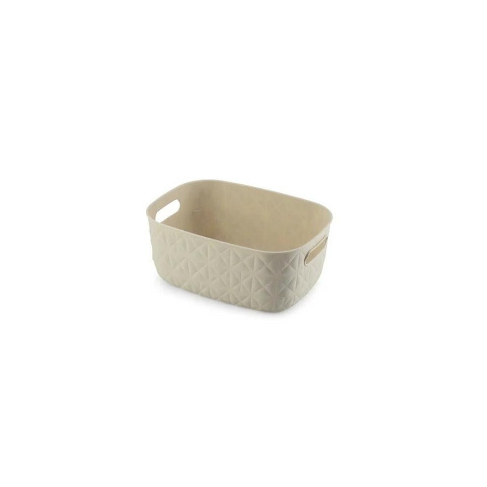 CURVER - Cesta de almacenamiento Softex 4L - Diseño elegante, ligero, apilable y práctico, 100% reciclado, 26 x 19 x 11 cm, color blanco roto - Ferrotecnia