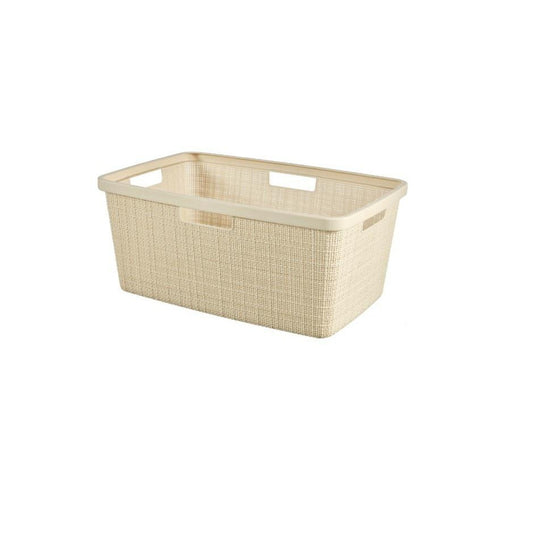 Curver- Cesta de Ordenación 46L; Almacenamiento;59x39xH26 cm, Acabado Jute, Blanco Roto