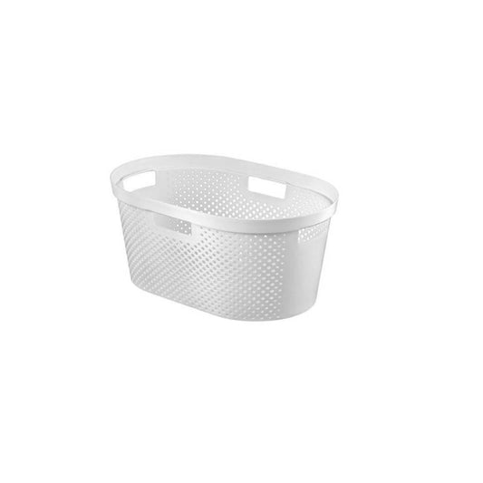 Curver Cesta de Ropa Infinity 39L. Dots con 4 Asas - Color Blanco