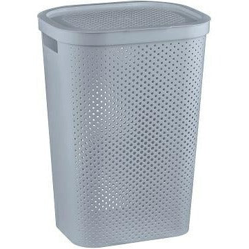 Curver - Cesta de Ropa Infinity 59L. Hamper Dots con Tapa - con Asas - Color Gris