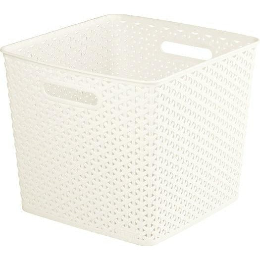CURVER - Cesta Organizadora Multiusos MyStyle 25L. con Asas - Color Blanco Vintage (03613-885-00)