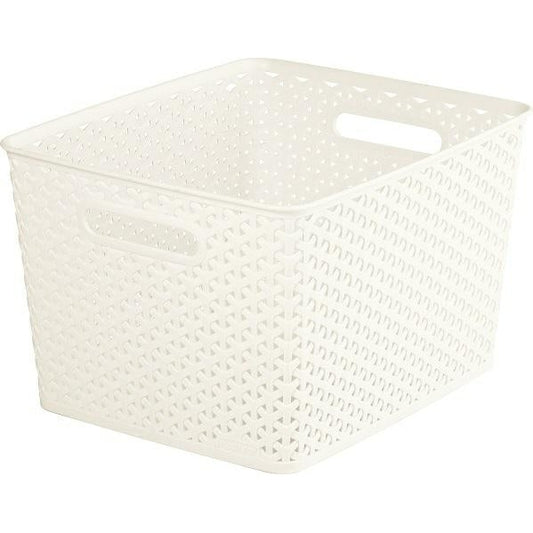 Curver, Cesta Organizadora Multiusos MyStyle L 18L. con Asas, Color Blanco Vintage (196861)
