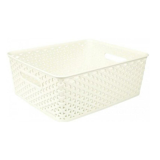 Curver - Cesta Organizadora Multiusos MyStyle M 13L con Asas - Color Blanco Vintage (196852)