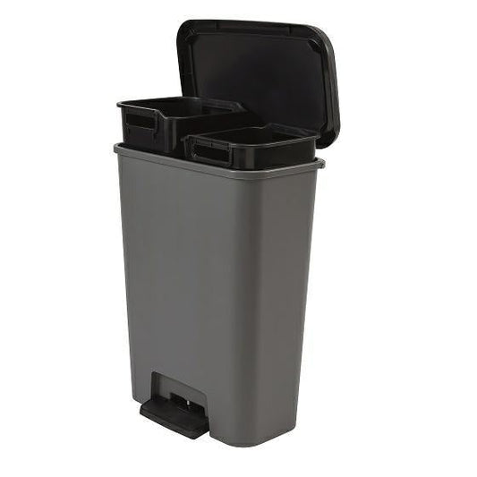 Curver Compatta Duo Papelera 23L+23L - Gris/Negro