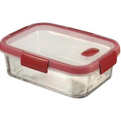Curver Cook Recipiente de Vidrio, Transparente/Rojo, 0.9 L