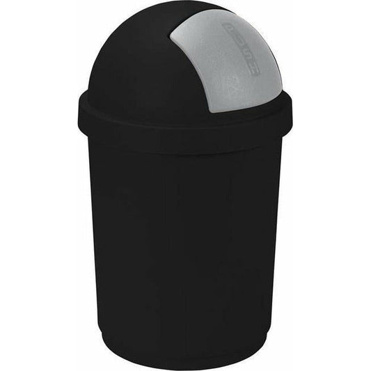 Curver Cubo de Basura con Tapa Enrollable (50 L, plástico, 35 x 25 x 10 cm), Color Negro y Plateado - Ferrotecnia