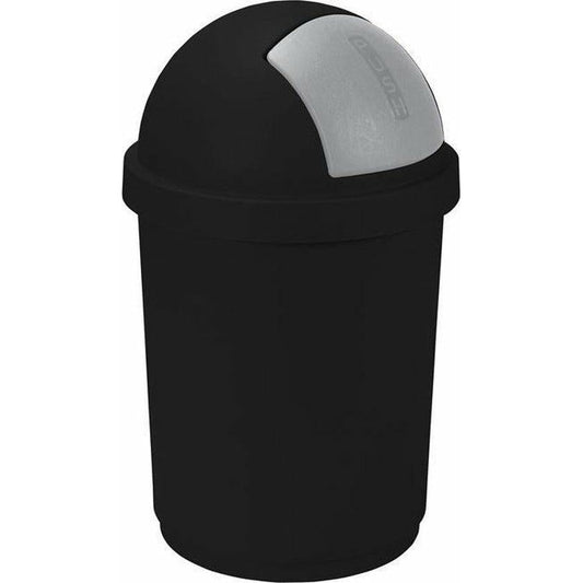 Curver Cubo de Basura con Tapa Enrollable (50 L, plástico, 35 x 25 x 10 cm), Color Negro y Plateado