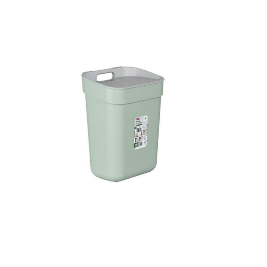 Curver - Cubo de basura de 10 l, listo para recolectar, ideal para sumergir el fregadero, con soporte de pared para pared o puerta, cocina, cuarto de baño, lavadero, 100% reciclado, color verde