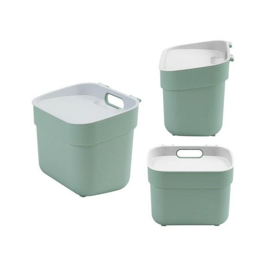 Curver - Cubo de basura de Tri 5L listo para recolectar, ideal para debajo del fregadero, con soporte de pared, cocina, compost, cuarto de baño, lavadero, 100% reciclado, color verde