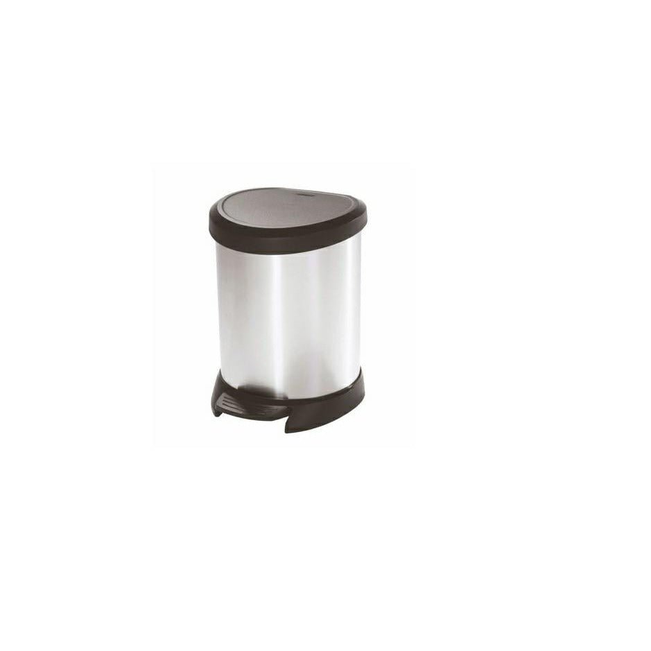 CURVER - Cubo de basura Deco con pedal 5 L, acabado color acero, tapa con cierre amortiguado - Ferrotecnia