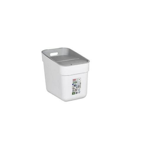 Curver - Cubo de basura y reciclaje Ready To Collect 20L, Con soporte para pared o puerta, Ideal para Cocina o cuarto de baño, 100% reciclado, Color blanco