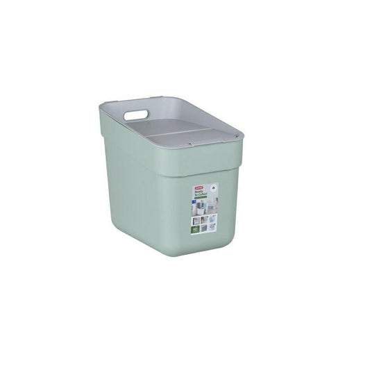 Curver - Cubo de basura y reciclaje Ready To Collect 20L, Con soporte para pared o puerta, Ideal para Cocina o cuarto de baño, 100% reciclado, Color verde - Ferrotecnia