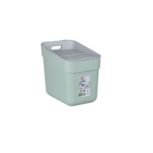 Curver - Cubo de basura y reciclaje Ready To Collect 20L, Con soporte para pared o puerta, Ideal para Cocina o cuarto de baño, 100% reciclado, Color verde