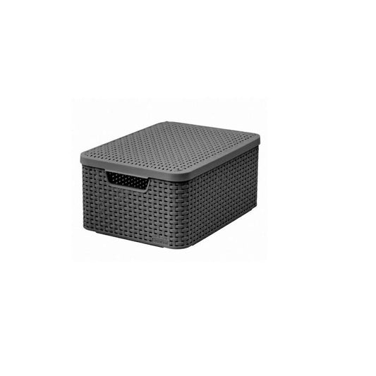 CURVER, CURVER 205 849 Estilo M Almacenamiento Rattan Apariencia Cubierta Segunda Generación Polipropileno Antracita, Negro, 40 x 29 x 18 cm