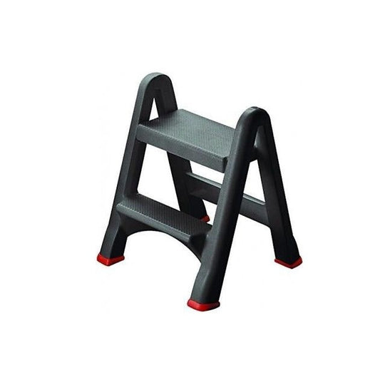 Curver- Escalera plegable, Taburete para el hogar, cocina, trasteros, Con 2 peldaños; 50x17x64 cm; Color Antracita