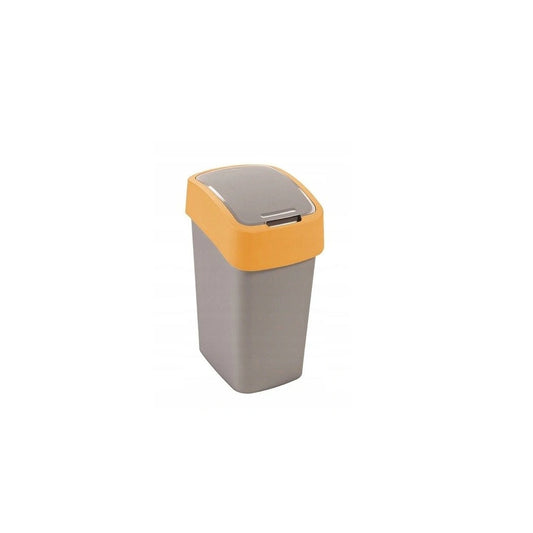 Curver Flip Bin - Cubo de basura con tapa basculante 25 L, plateado/naranja