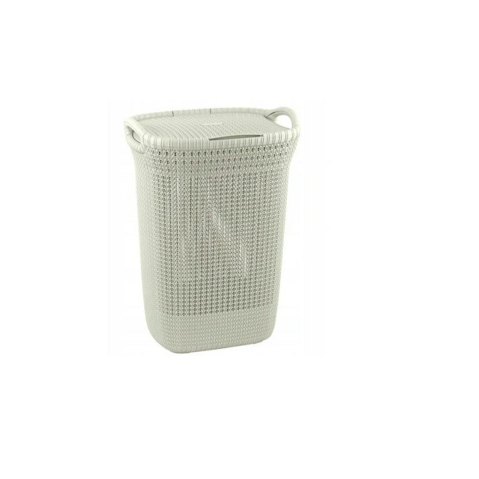 Curver Hamper- Baúl para la Colada 57L, Cesto de Ropa, 45x34xH61 cm, Acabado Knit, Blanco Oasis - Ferrotecnia