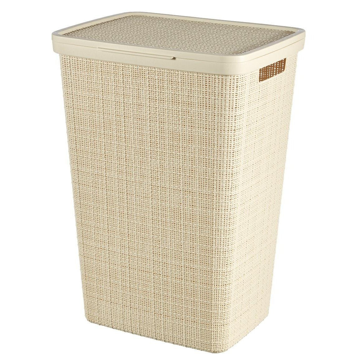Curver Hamper- Baúl para la colada 58L, Cesto de ropa, 43x34xH58 cm, Acabado Jute, Blanco Roto - Ferrotecnia