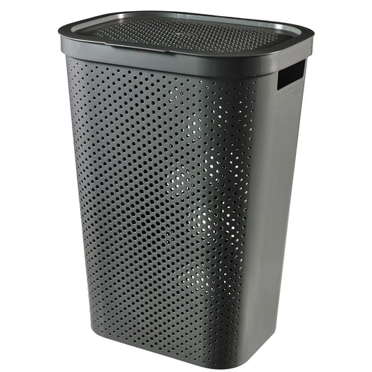 Curver Hamper- Baúl para la Colada 60L, Cesto de Ropa, 44x35xH60, 100% Material Reciclado, Gris Oscuro