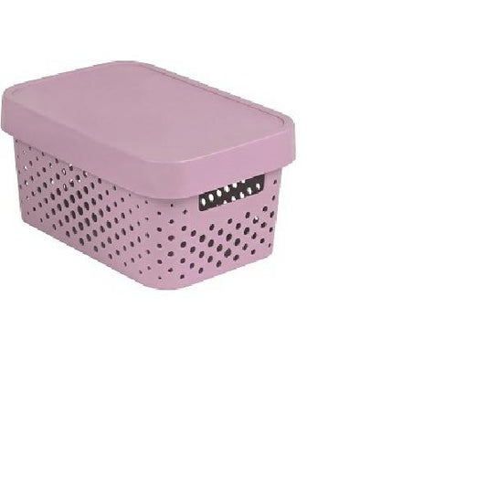 Curver Infinity - Caja de almacenaje calada 4,5 L con tapa, rosa
