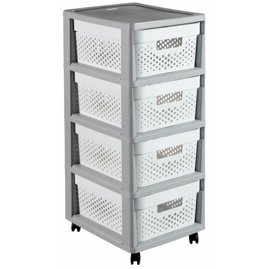 Curver Infinity - Estanteria modular 4 x 10 L, cajas caladas