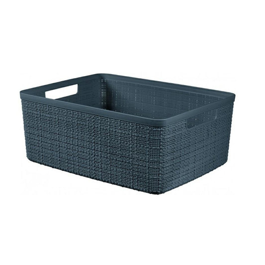 Curver Juliet- Cesta Rectangular Mediana 12L, Almacenaje, Ordenación; 100% plástico Reciclado, Acabado Yute, 28,2x36,2x14,5, Gris Oscuro