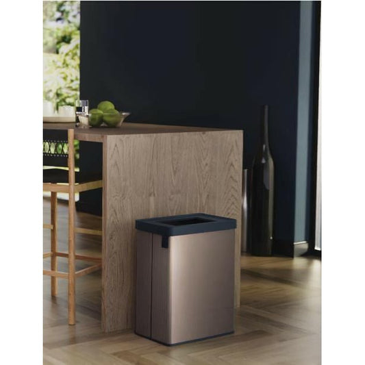 Curver Keter Verto - Cubo de basura de reciclaje con doble compartimento, diseño elegante, reciclable, ideal para baño, salón u oficina, capacidad 54 litros, gris perla
