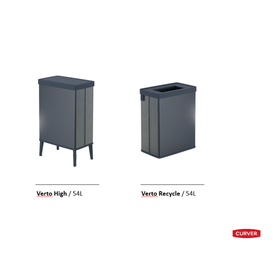 Curver Keter Verto - Cubo de basura de recogida selectiva, tapa a presión, doble compartimento, diseño elegante, reciclable, ideal para baño, salón u oficina, capacidad 54 litros, azul perla