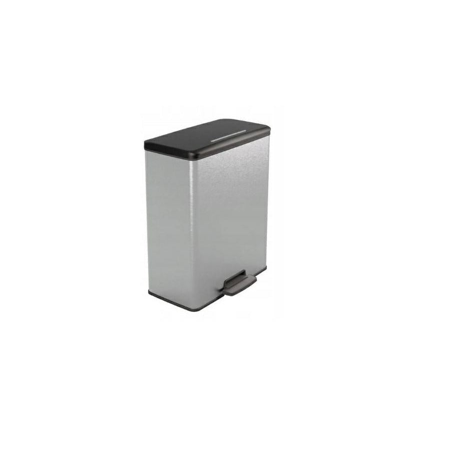 Curver Papelera Deco Rectangle 65L, gris metalizado, para cocina, lavadero, garaje, 486 x 284 x 615 mm, PP 100% reciclado(version antigua) - Ferrotecnia